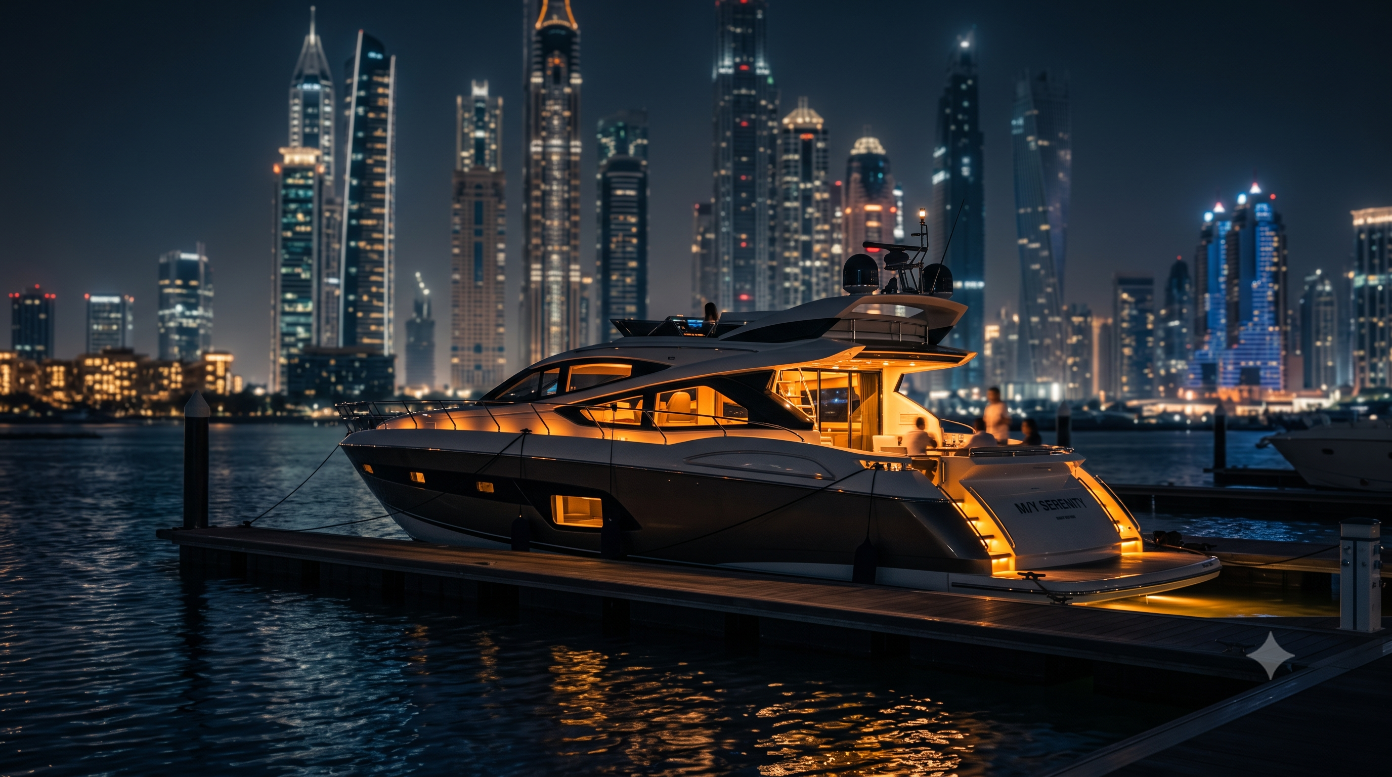 Luxury yacht in Dubai Marina